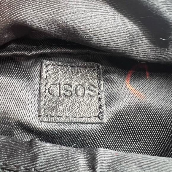 ASOS Black Vegan Leather Fanny Pack Cross Body Bag OS Tassel Adjustable - Picture 5 of 9